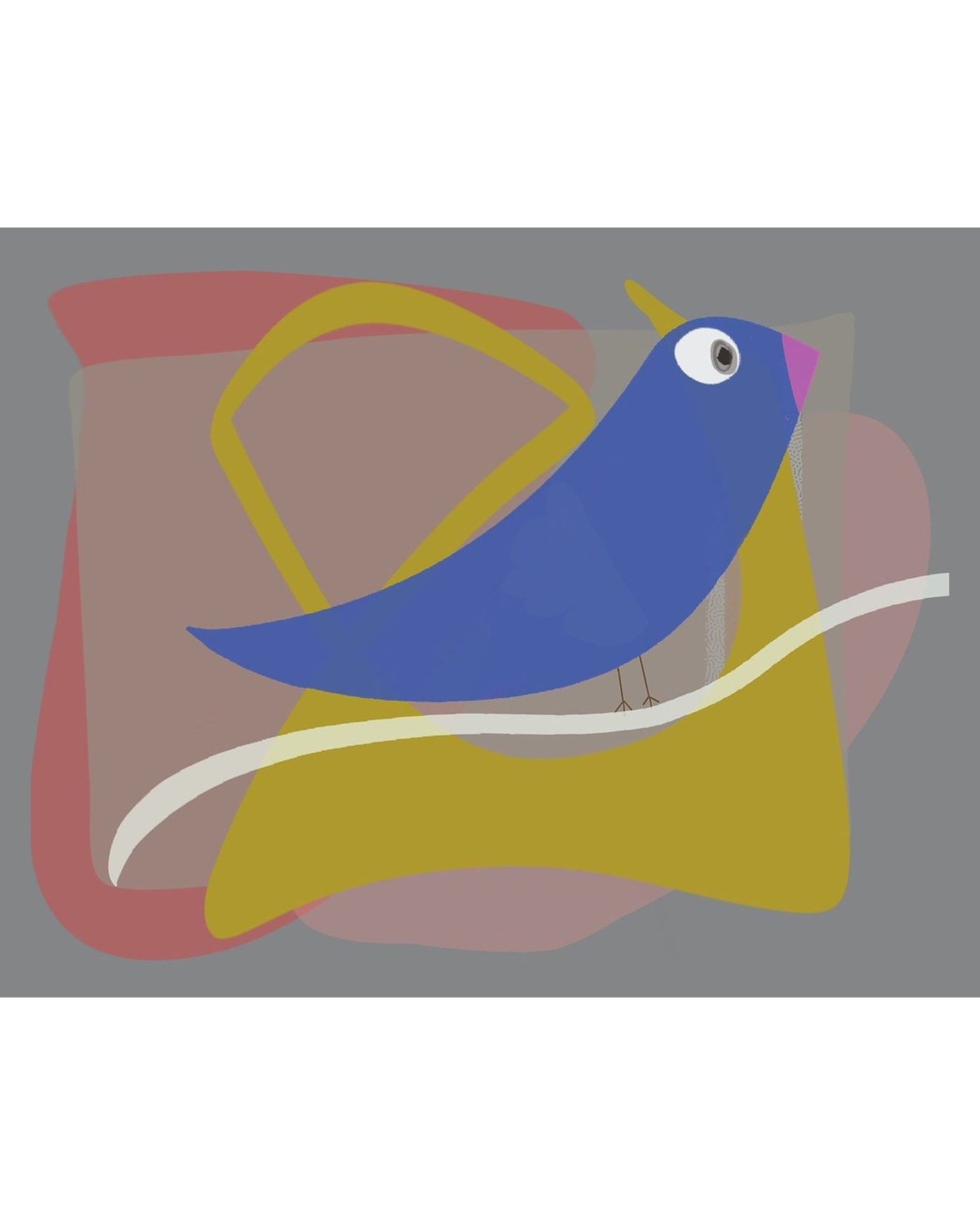 Birdie, an abstract blue bird print
