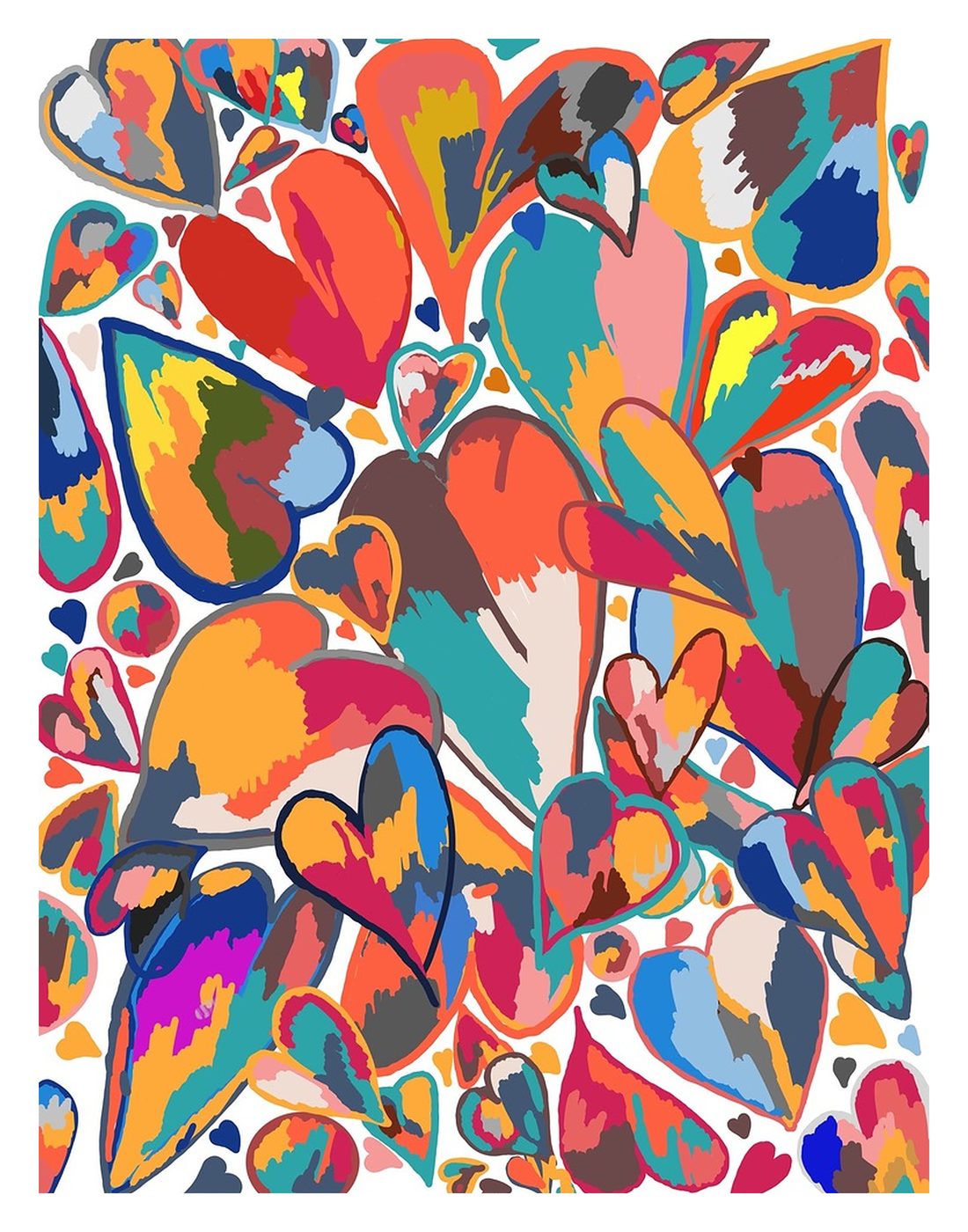 Colorful hearts pattern print