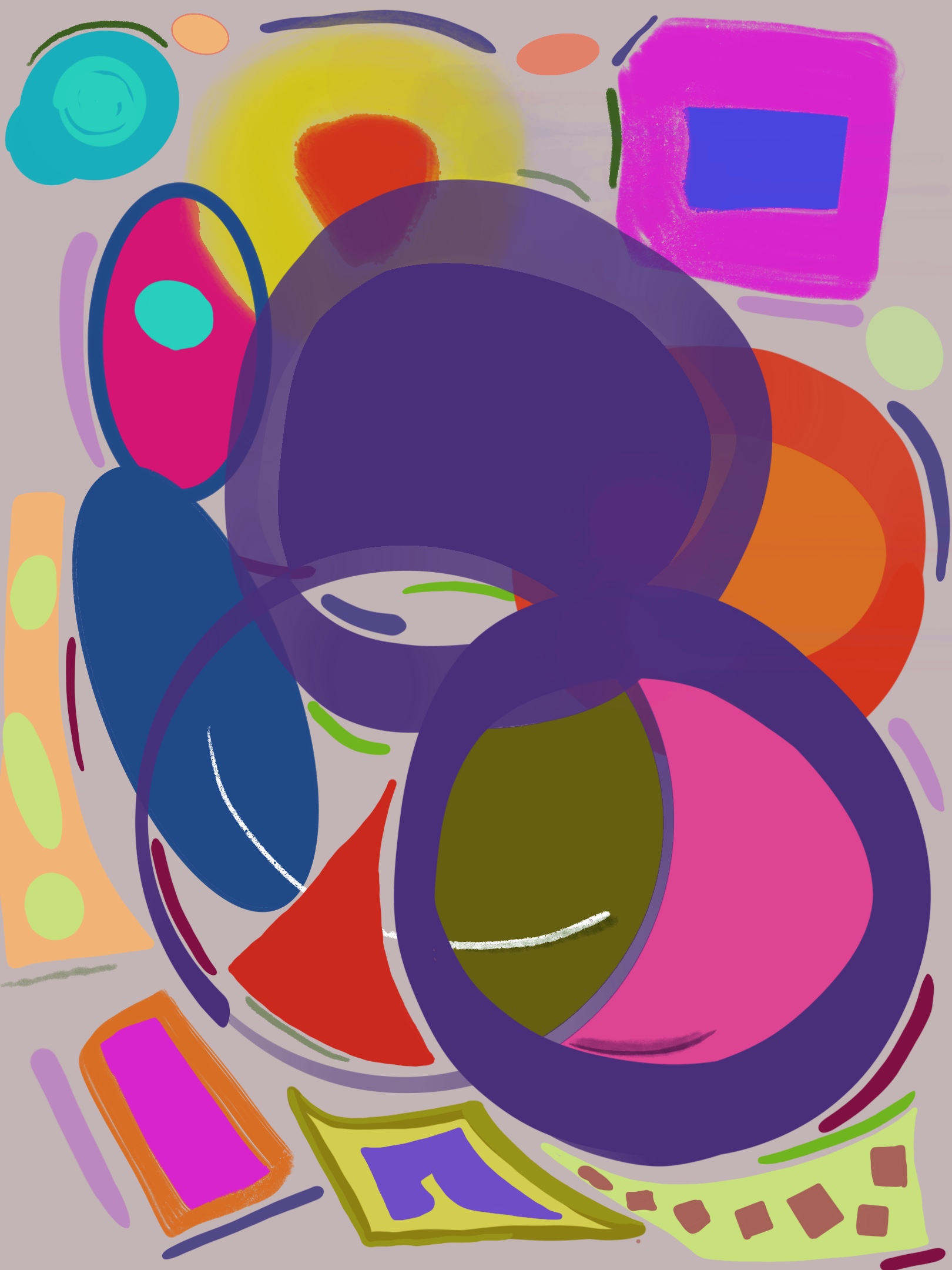 Abstract print with circles and shapes collage