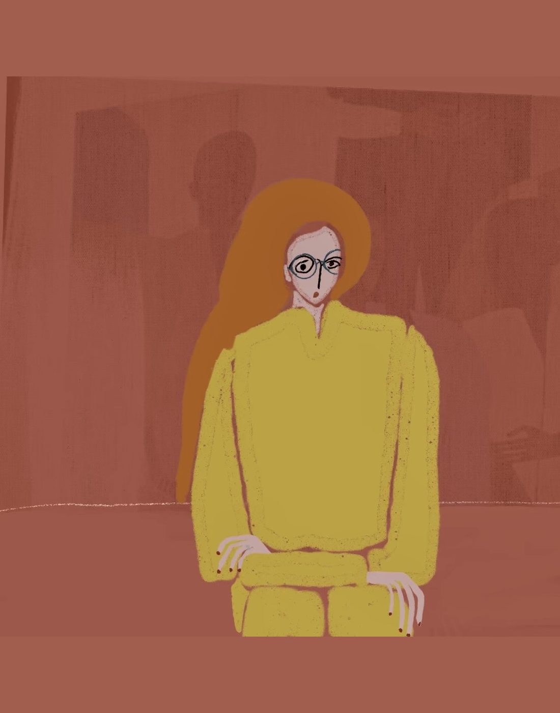 Editorial portrait in yellow sweater print