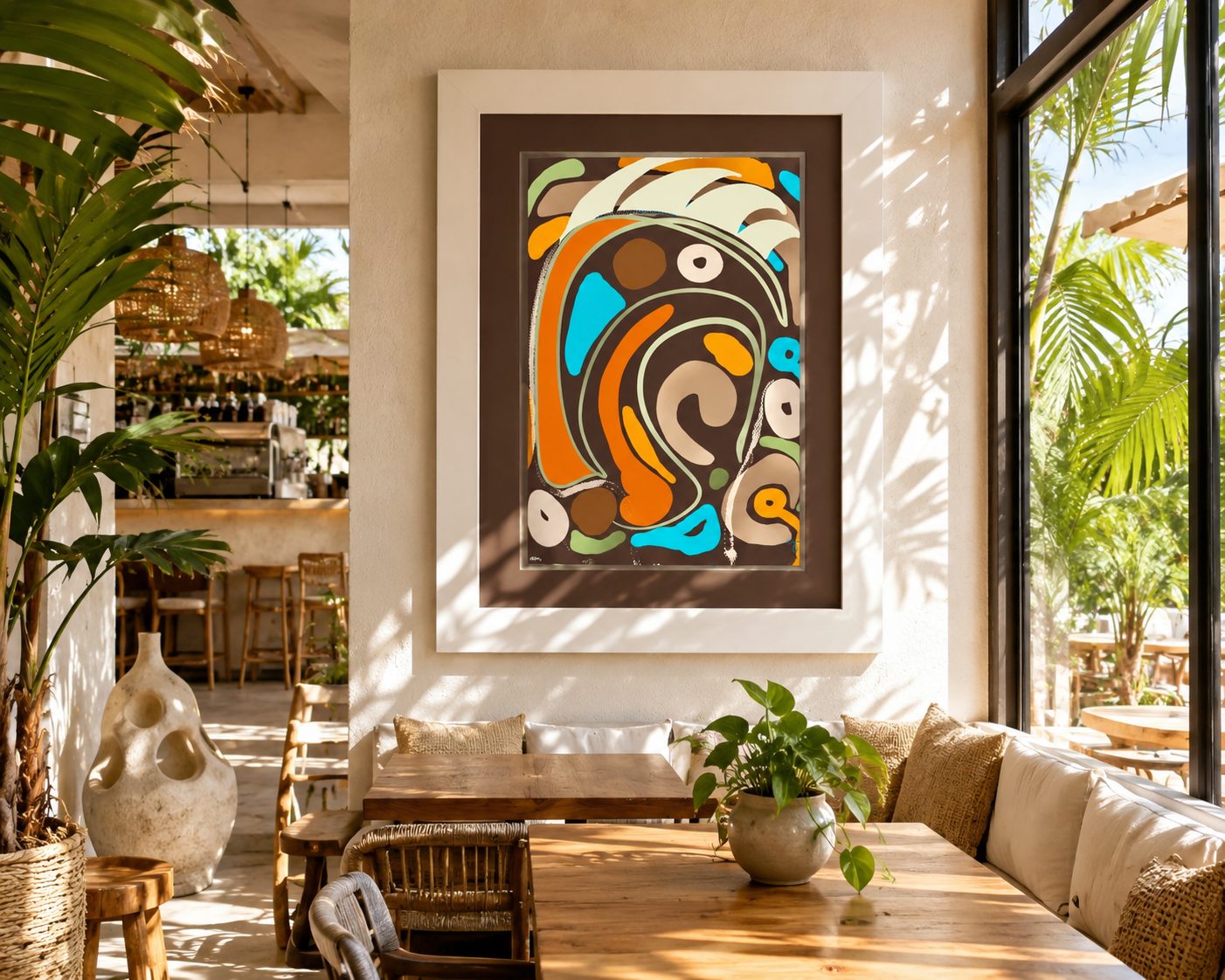Gallo print in a restaurant setting by Accento Cassa