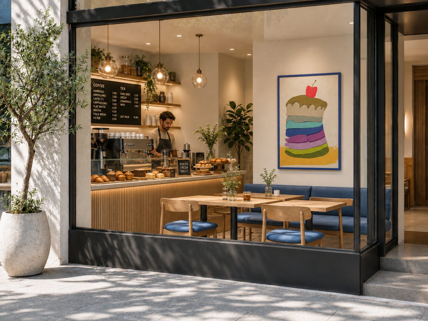 Fête print in a café setting by Accento Cassa