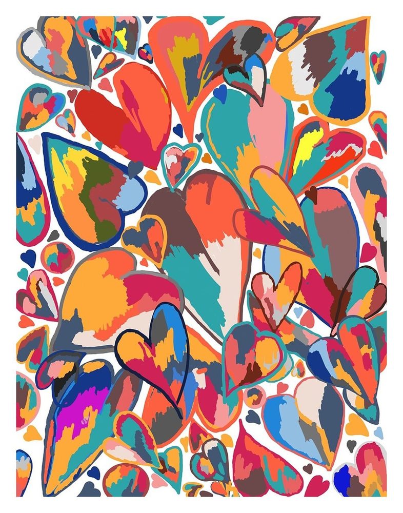 My Hearts, a colorful hearts pattern print