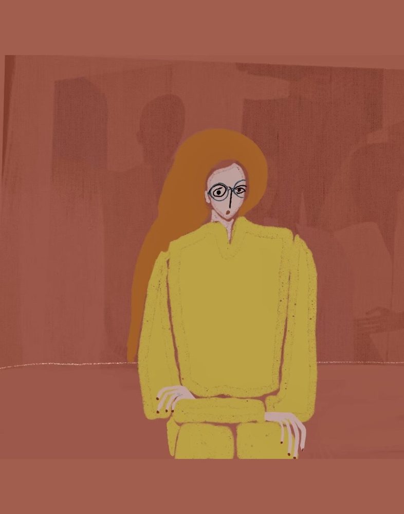Penelope, a figurative portrait in a yellow sweater